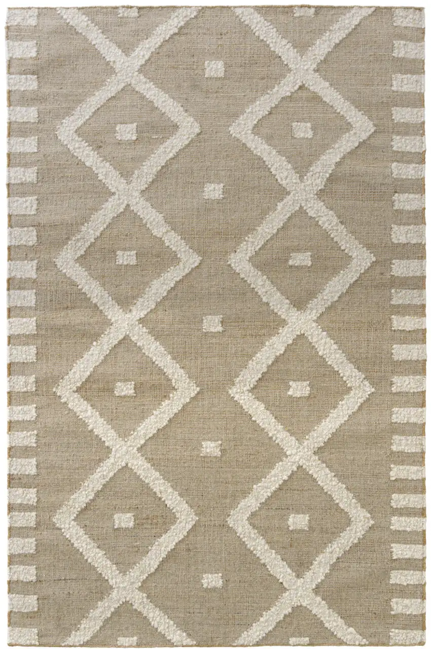 Beige And Natural Diamond Hand Woven Square Rug Photo 2