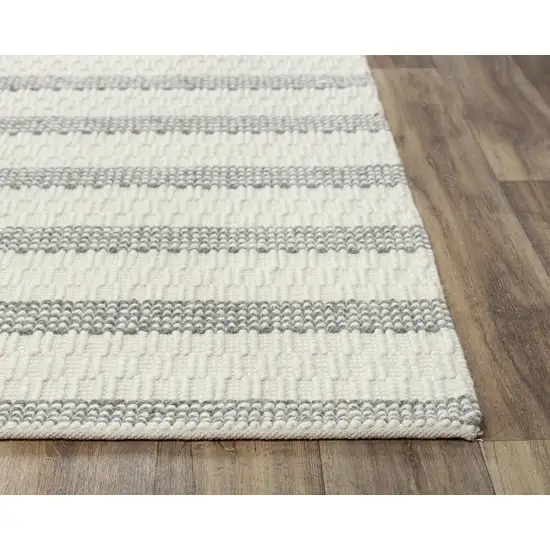 Beige And Natural Jute Striped Hand Woven Area Rug Photo 2
