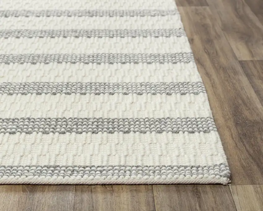 Beige And Natural Jute Striped Hand Woven Area Rug Photo 2