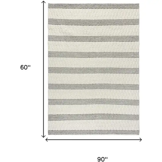 Beige And Natural Jute Striped Hand Woven Area Rug Photo 6