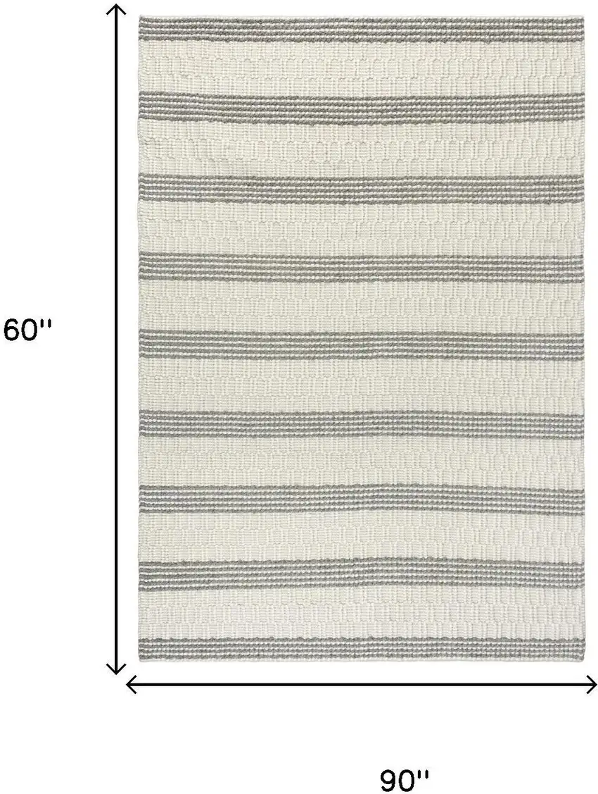 Beige And Natural Jute Striped Hand Woven Area Rug Photo 6