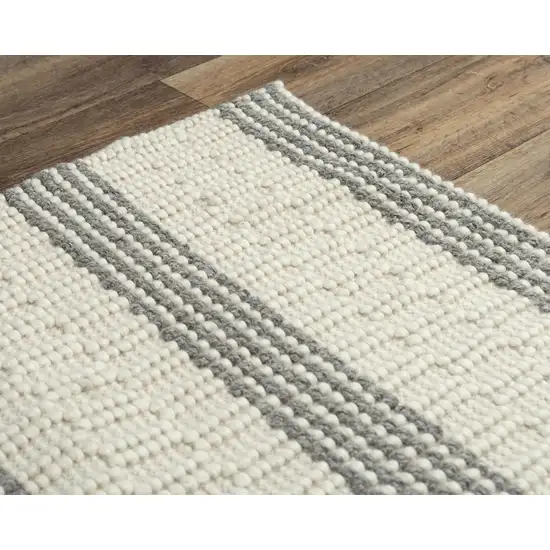 Beige And Natural Jute Striped Hand Woven Area Rug Photo 4