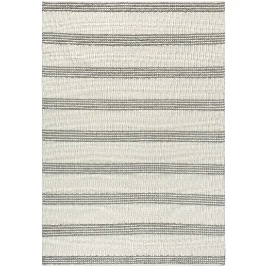 Beige And Natural Jute Striped Hand Woven Area Rug Photo 1