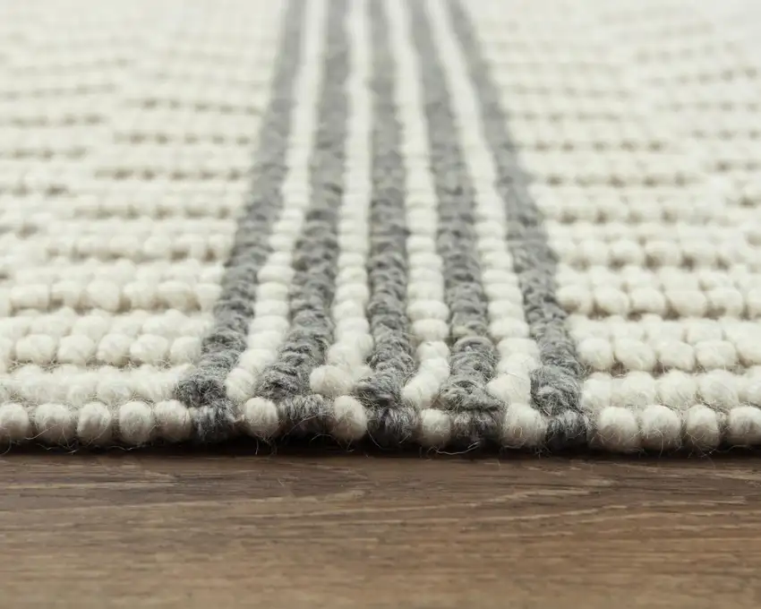 Beige And Natural Jute Striped Hand Woven Area Rug Photo 5