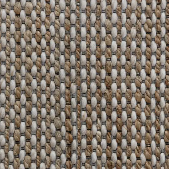 Beige And Natural Jute Striped Hand Woven Square Rug Photo 9