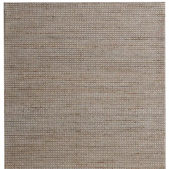 Beige And Natural Jute Striped Hand Woven Square Rug Photo 5