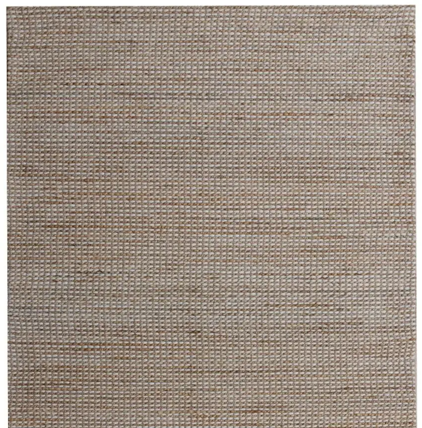 Beige And Natural Jute Striped Hand Woven Square Rug Photo 5