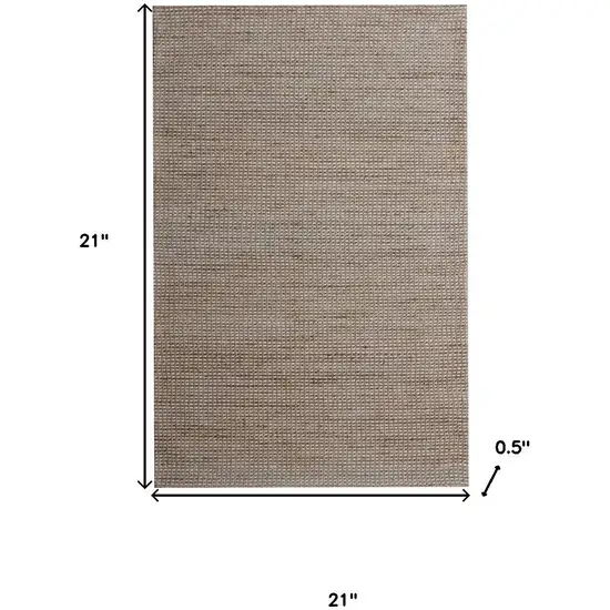 Beige And Natural Jute Striped Hand Woven Square Rug Photo 3