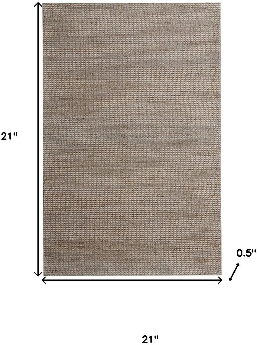 Beige And Natural Jute Striped Hand Woven Square Rug Photo 3