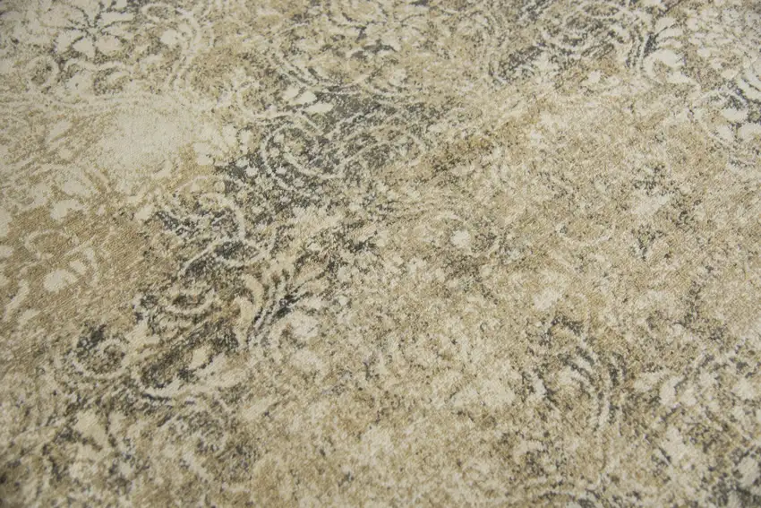 Beige And Natural New Zealand Lambs Wool Damask Hand Carved Handmade Area Rug Photo 4