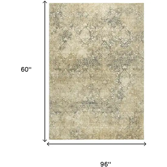Beige And Natural New Zealand Lambs Wool Damask Hand Carved Handmade Area Rug Photo 6