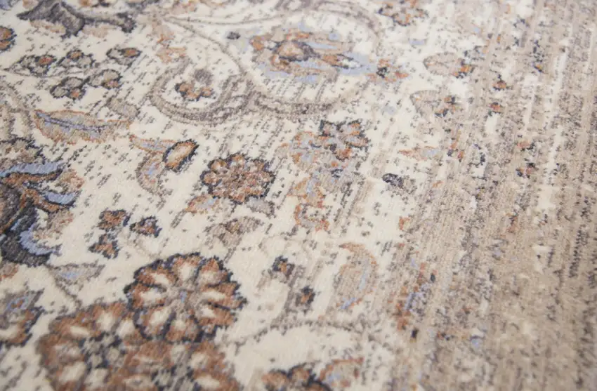 Beige And Natural New Zealand Lambs Wool Medallion Hand Carved Handmade Area Rug Photo 4