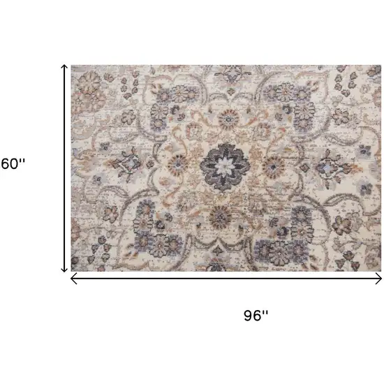 Beige And Natural New Zealand Lambs Wool Medallion Hand Carved Handmade Area Rug Photo 6
