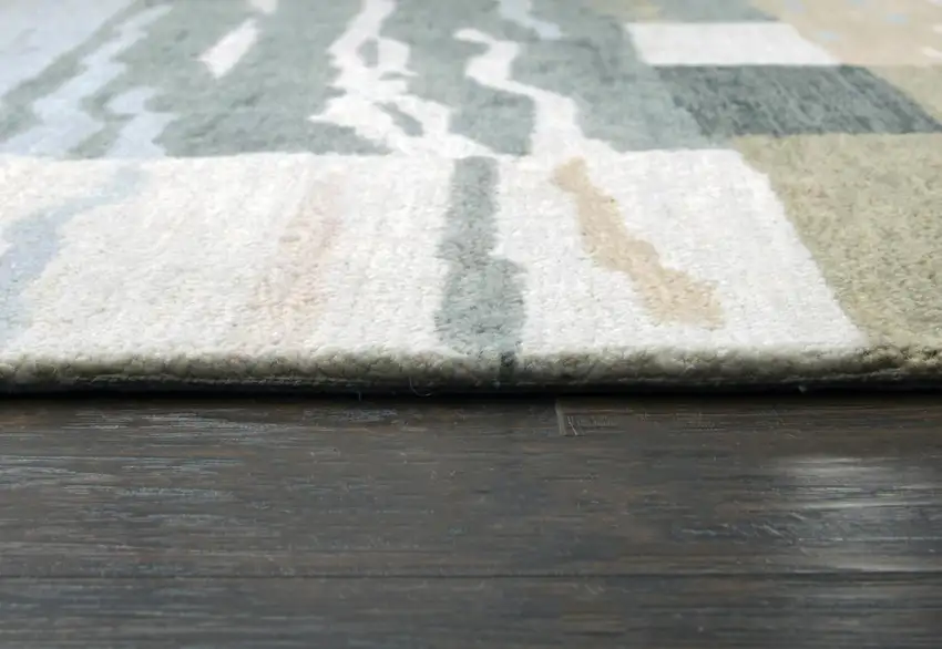 Beige And Natural Wool Abstract Hand Tufted Area Rug Photo 1