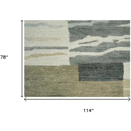 Beige And Natural Wool Abstract Hand Tufted Area Rug Photo 5