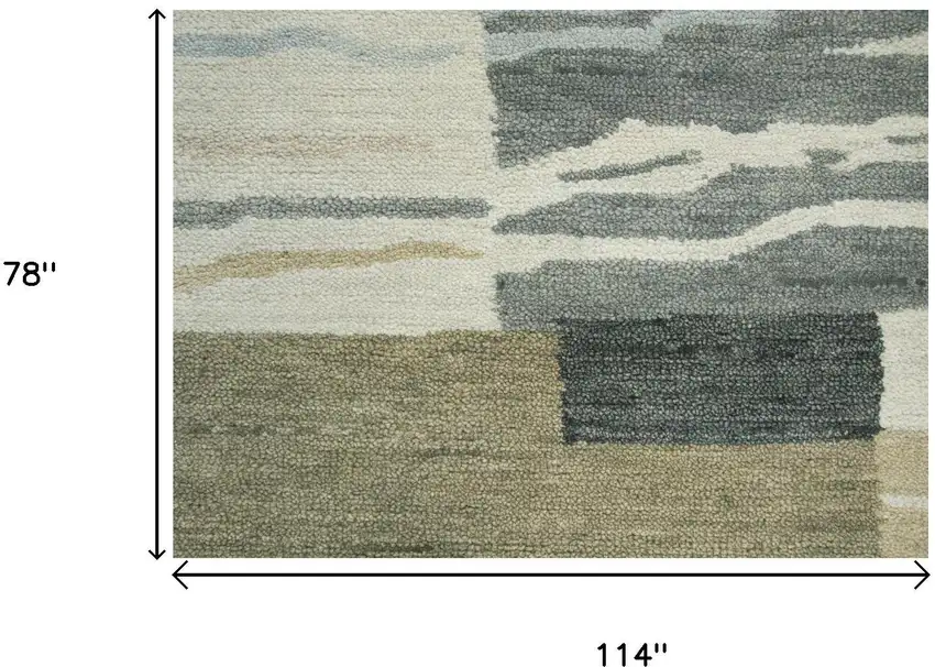 Beige And Natural Wool Abstract Hand Tufted Area Rug Photo 5