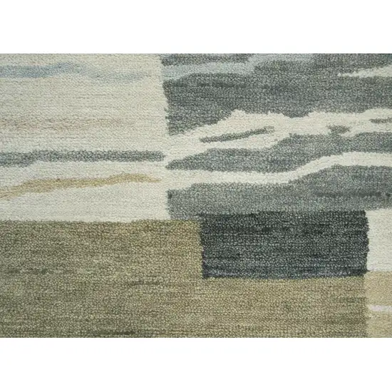 Beige And Natural Wool Abstract Hand Tufted Area Rug Photo 2