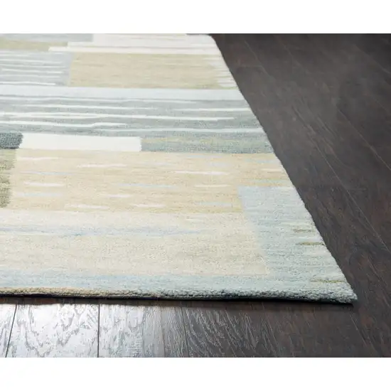 Beige And Natural Wool Abstract Hand Tufted Area Rug Photo 4