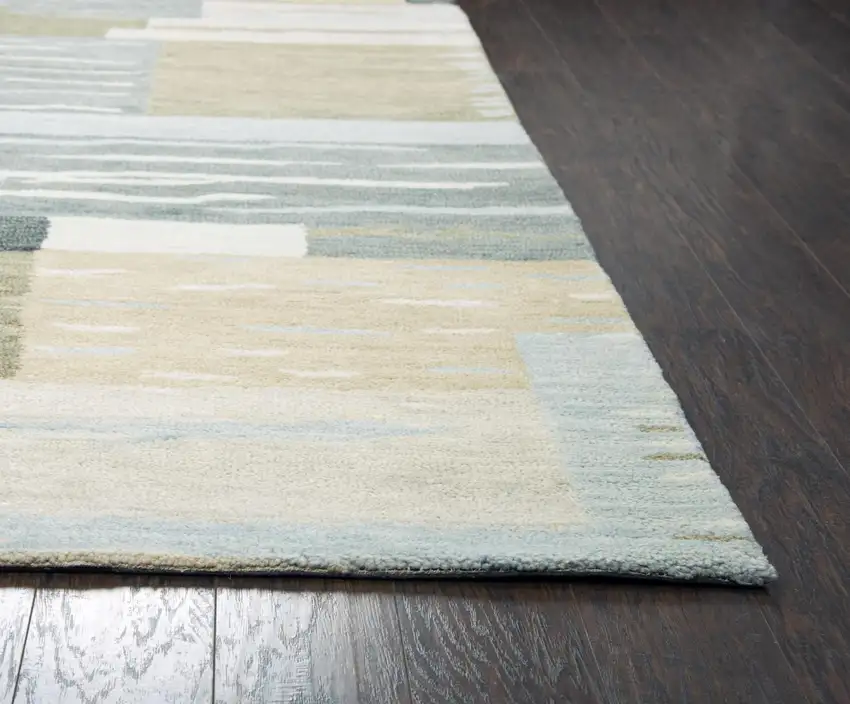 Beige And Natural Wool Abstract Hand Tufted Area Rug Photo 4