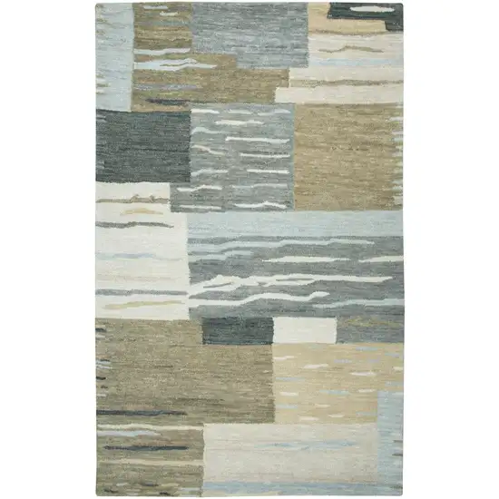 Beige And Natural Wool Abstract Hand Tufted Area Rug Photo 3