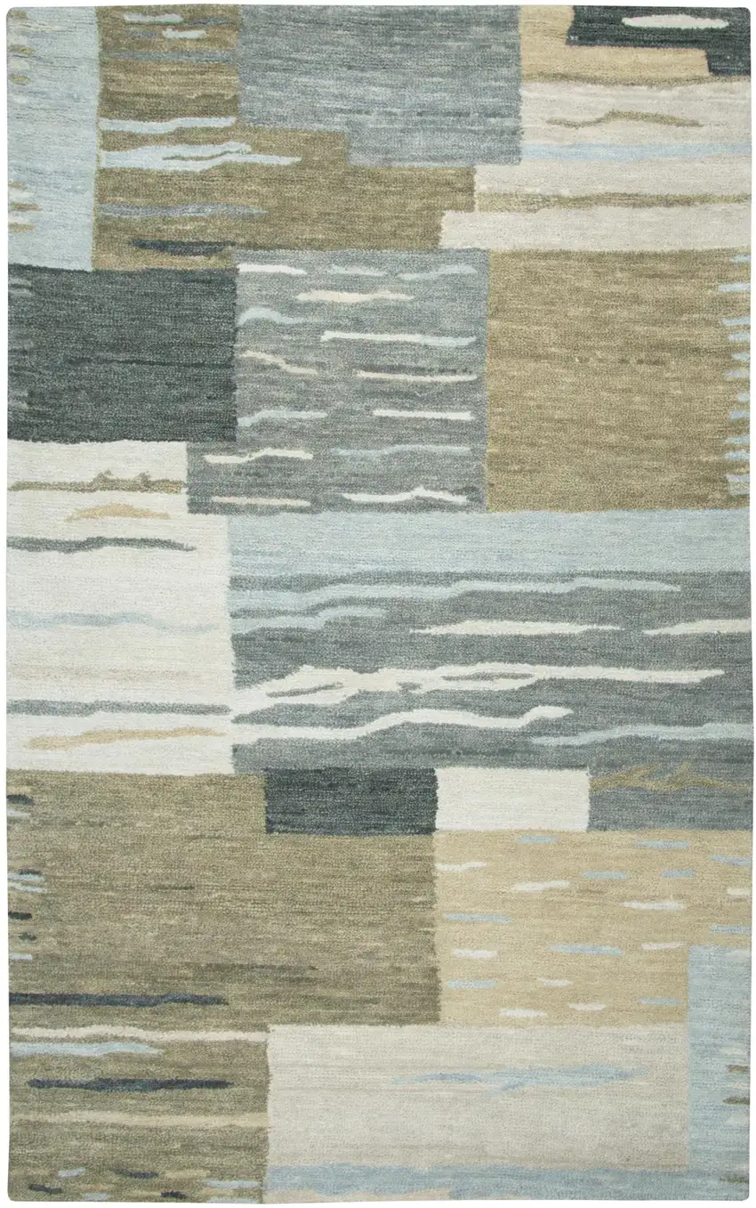 Beige And Natural Wool Abstract Hand Tufted Area Rug Photo 3