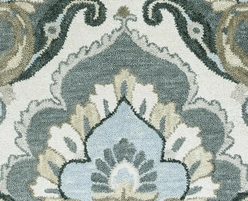 Beige And Natural Wool Floral Hand Tufted Area Rug Photo 3