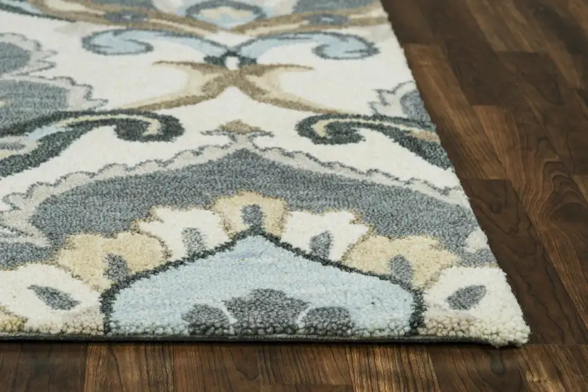 Beige And Natural Wool Floral Hand Tufted Area Rug Photo 2