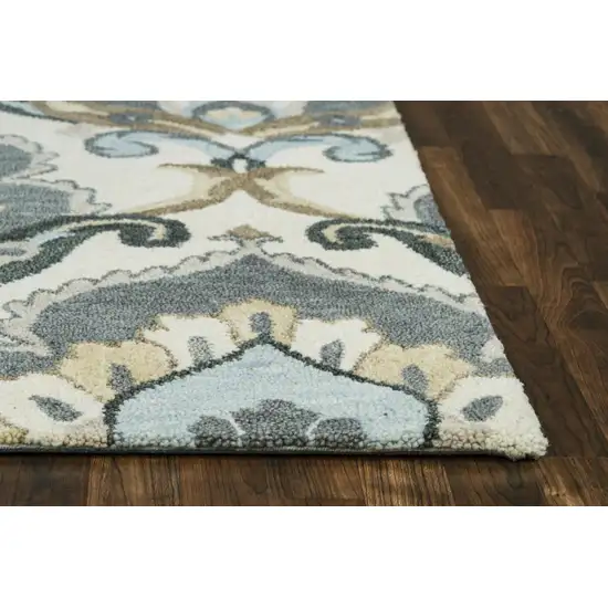 Beige And Natural Wool Floral Hand Tufted Area Rug Photo 2