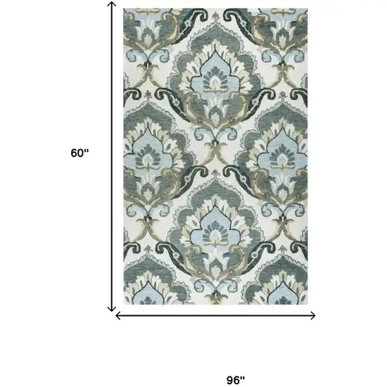 Beige And Natural Wool Floral Hand Tufted Area Rug Photo 5