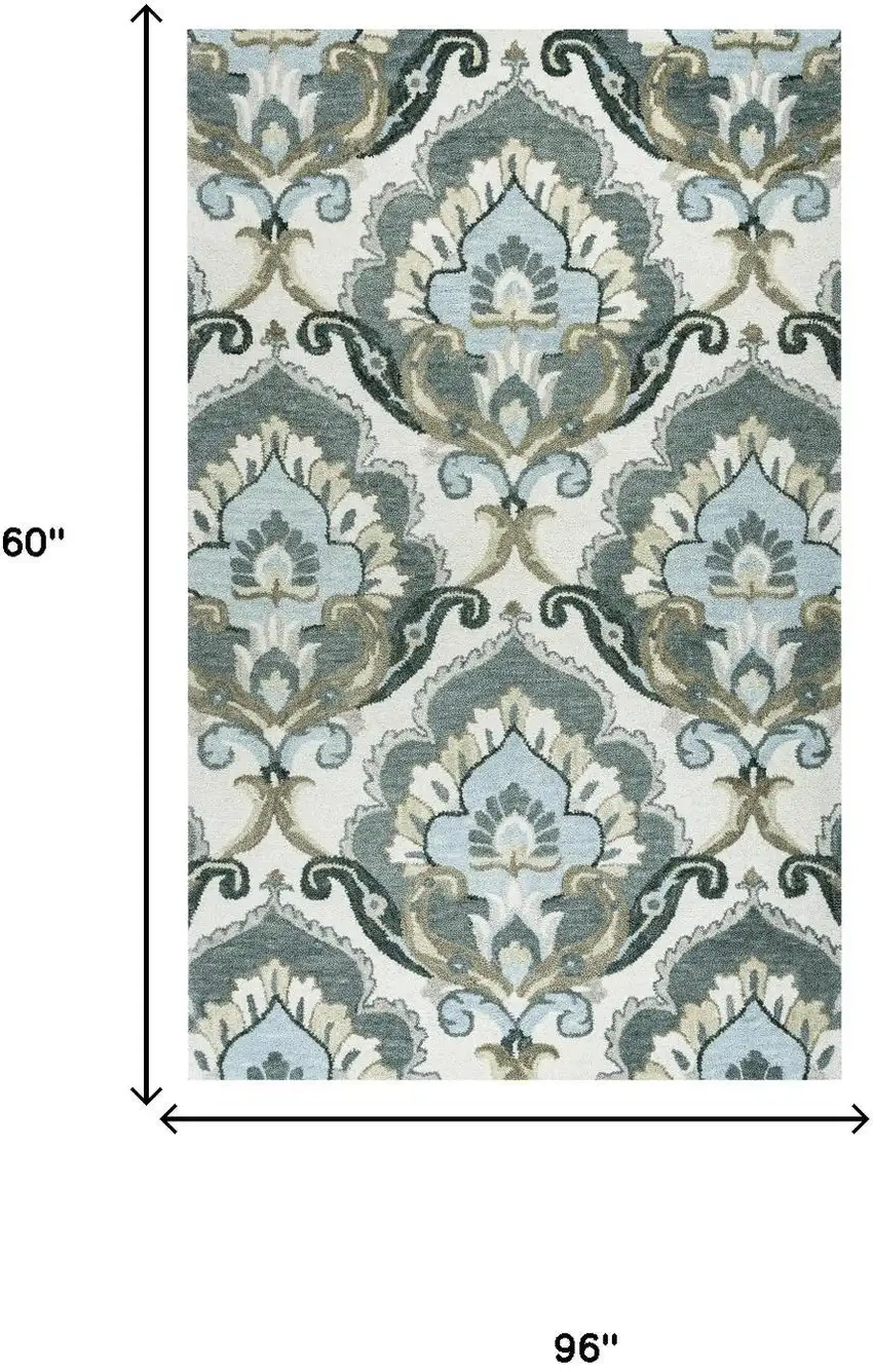 Beige And Natural Wool Floral Hand Tufted Area Rug Photo 5