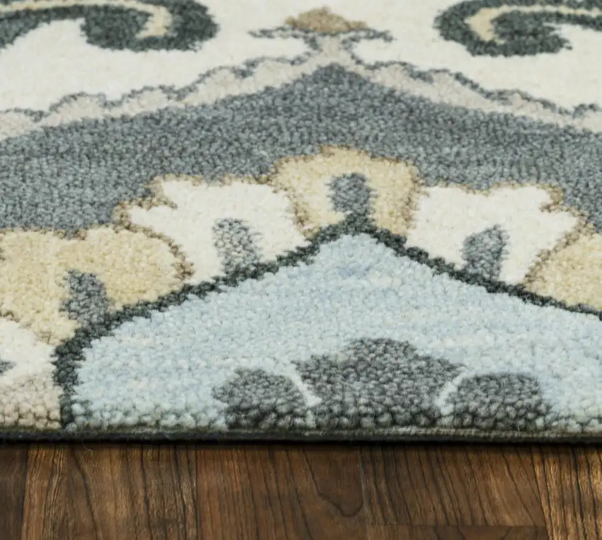 Beige And Natural Wool Floral Hand Tufted Area Rug Photo 4