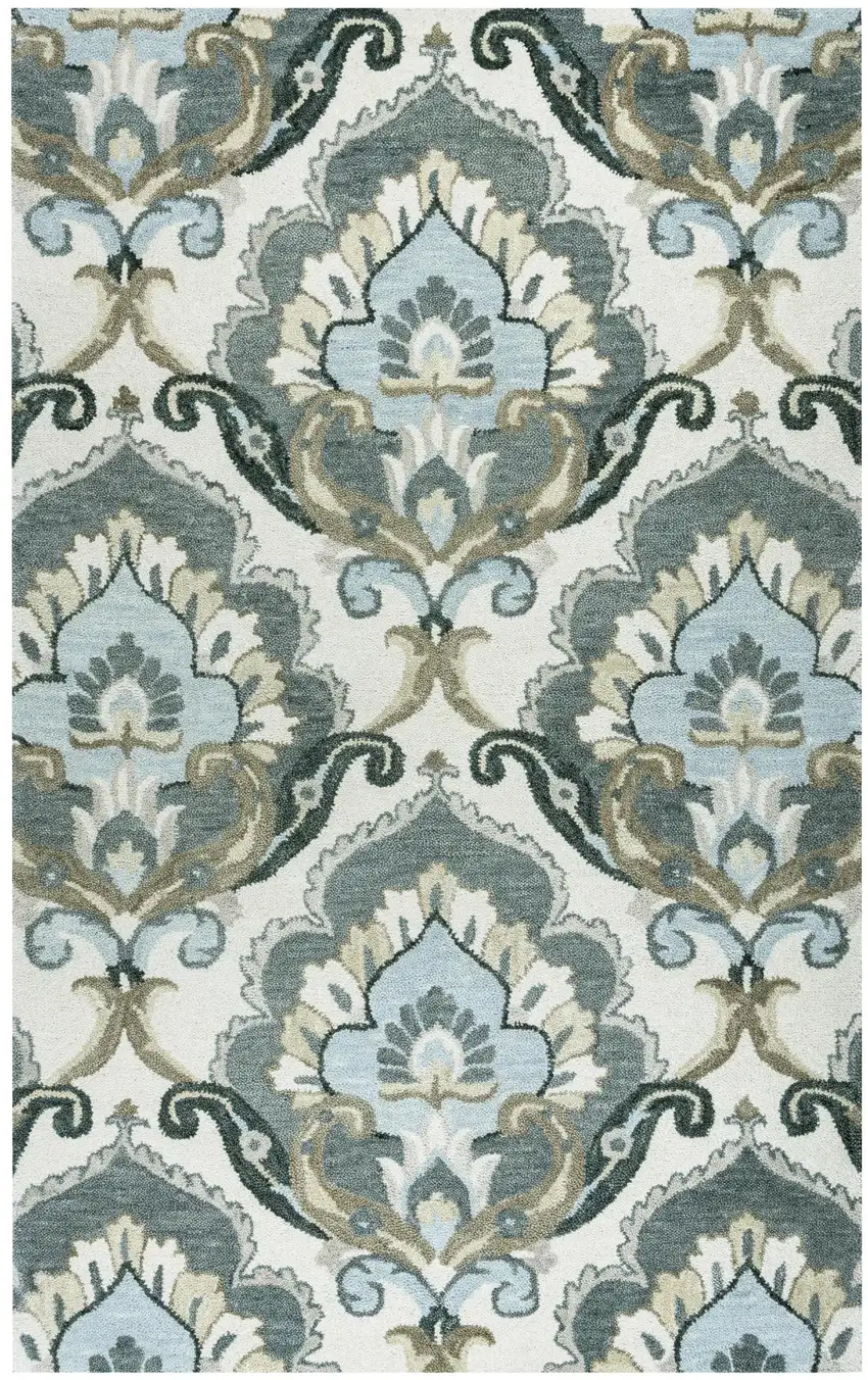 Beige And Natural Wool Floral Hand Tufted Area Rug Photo 1