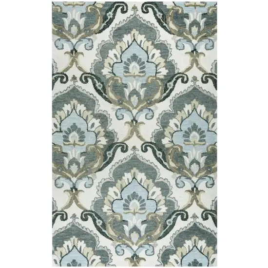 Beige And Natural Wool Floral Hand Tufted Area Rug Photo 1