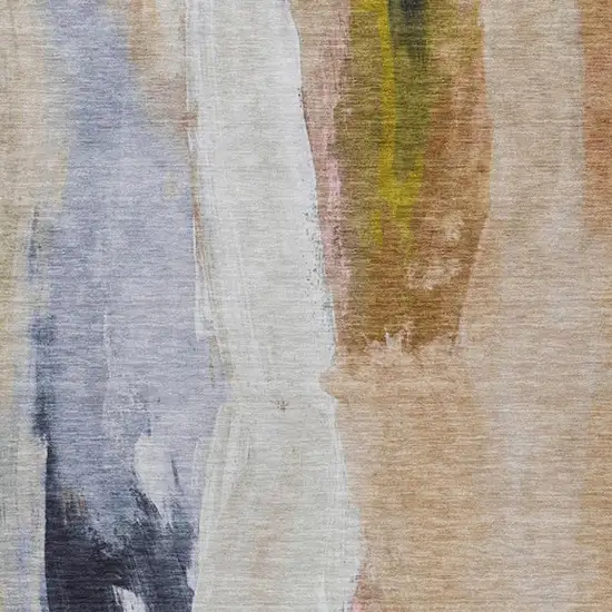 Beige And Navy Blue Abstract Washable Indoor Outdoor Area Rug Photo 1