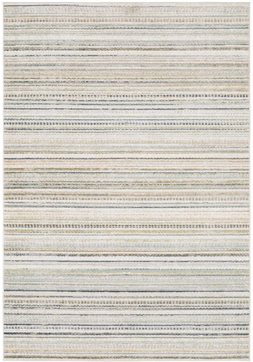 Beige And Navy Blue Striped Area Rug Photo 2
