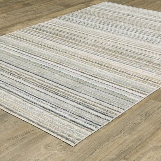 Beige And Navy Blue Striped Area Rug Photo 8