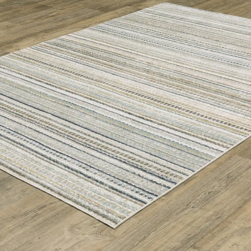 Beige And Navy Blue Striped Area Rug Photo 8