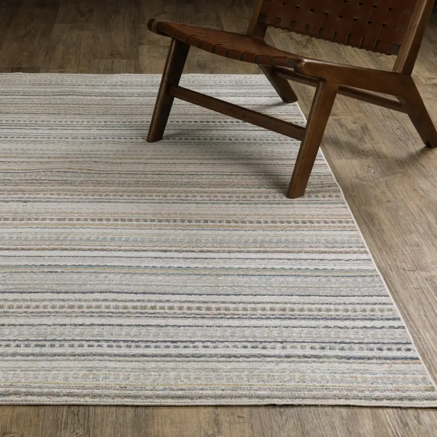 Beige And Navy Blue Striped Area Rug Photo 6
