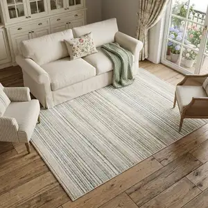 Photo of Beige And Navy Blue Striped Area Rug