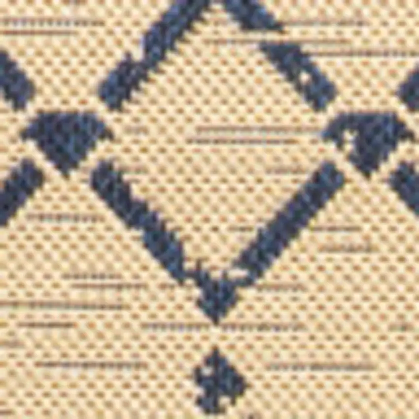 Beige And Navy Blue Trellis Indoor Outdoor Area Rug Photo 2