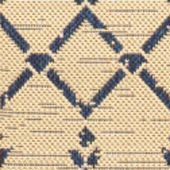 Beige And Navy Blue Trellis Indoor Outdoor Area Rug Photo 3