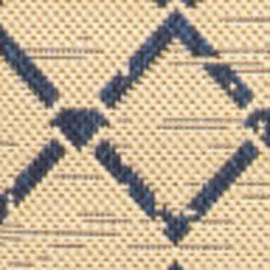 Beige And Navy Blue Trellis Indoor Outdoor Area Rug Photo 2