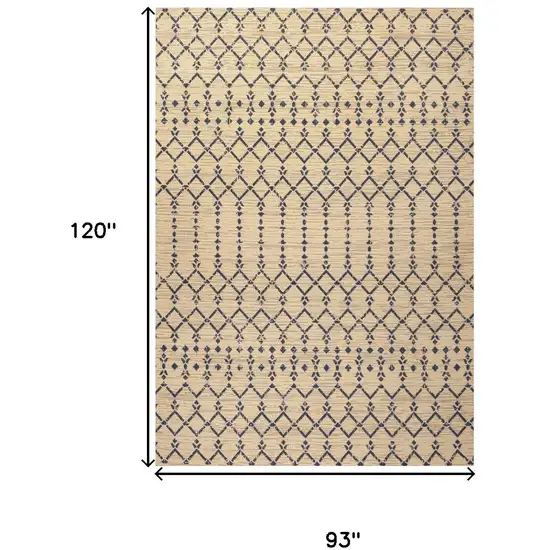 Beige And Navy Blue Trellis Indoor Outdoor Area Rug Photo 5