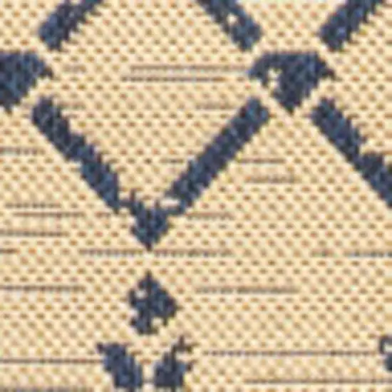 Beige And Navy Blue Trellis Indoor Outdoor Area Rug Photo 2