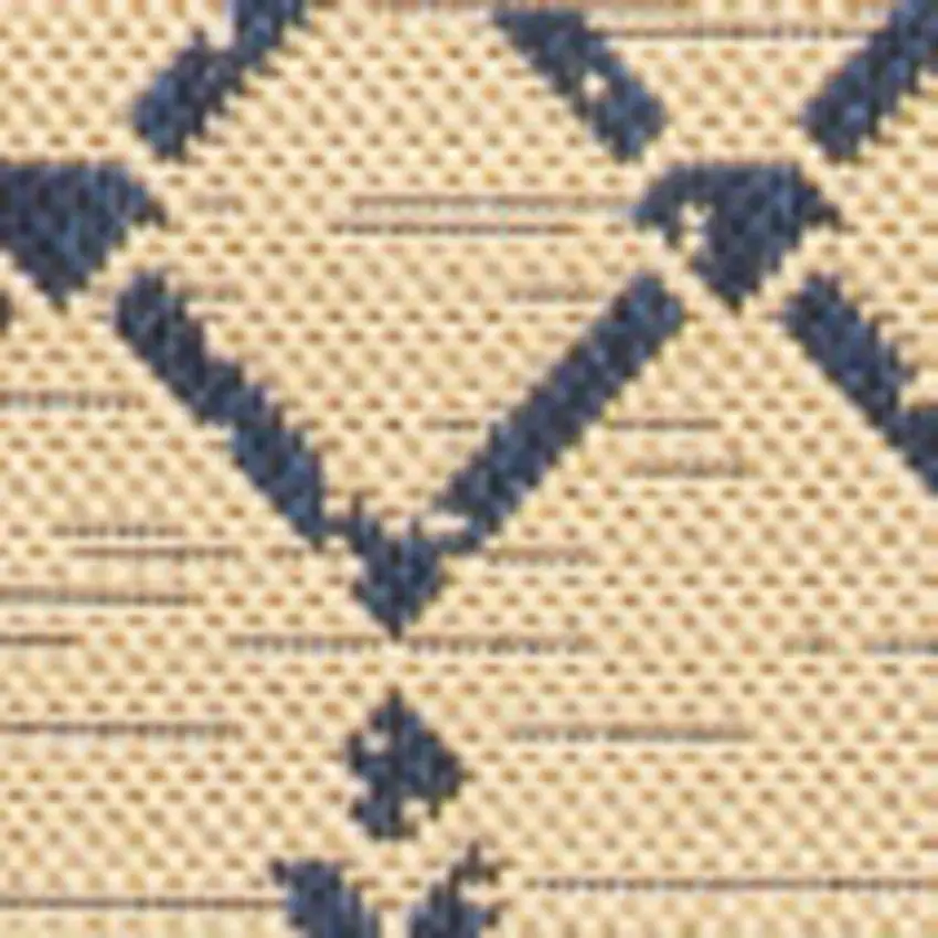 Beige And Navy Blue Trellis Indoor Outdoor Area Rug Photo 2