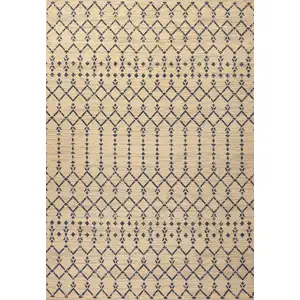 Photo of Beige And Navy Blue Trellis Indoor Outdoor Area Rug