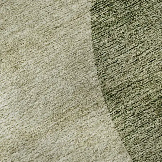Beige And Olive Green Geometric Washable Area Rug With UV Protection Photo 8