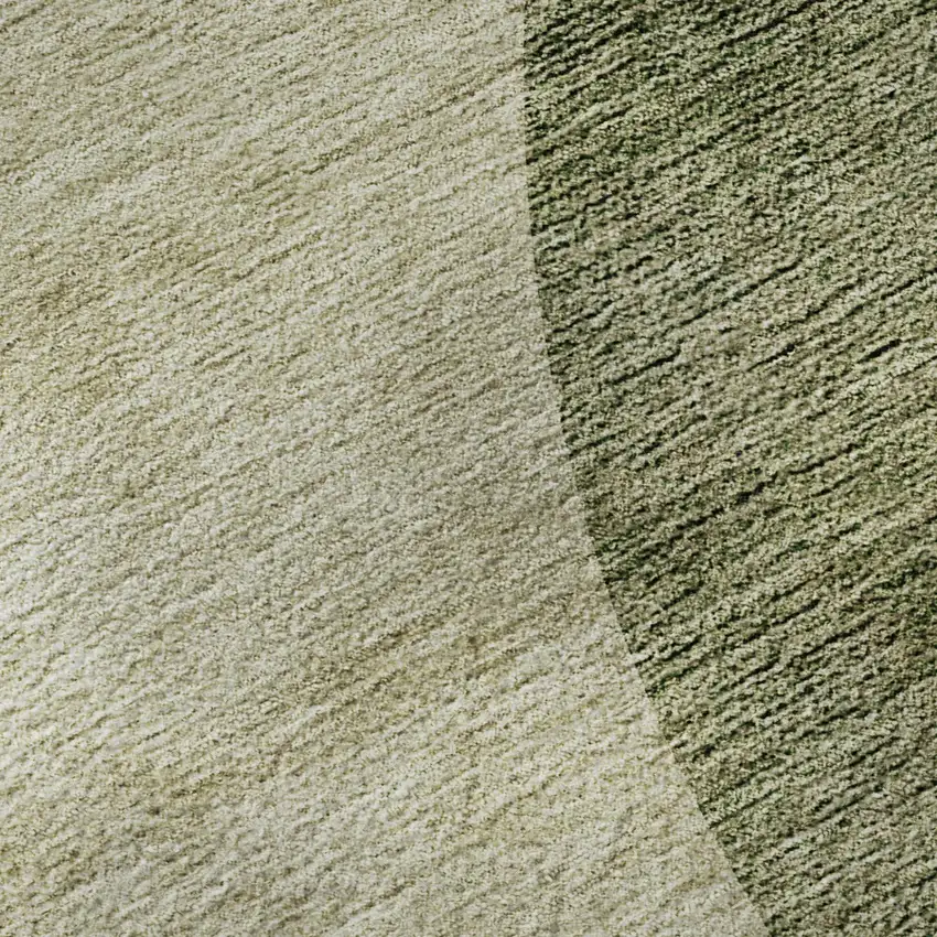 Beige And Olive Green Geometric Washable Area Rug With UV Protection Photo 8