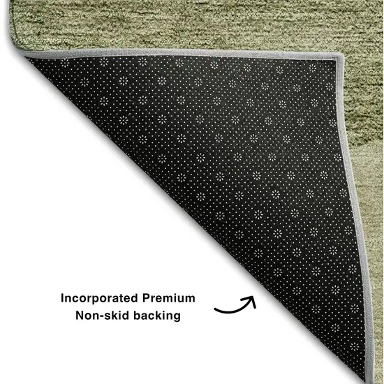 Beige And Olive Green Geometric Washable Area Rug With UV Protection Photo 7