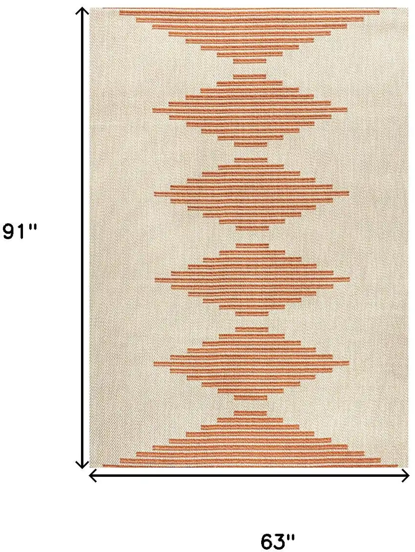 Beige And Orange Abstract Indoor Outdoor Area Rug Photo 3